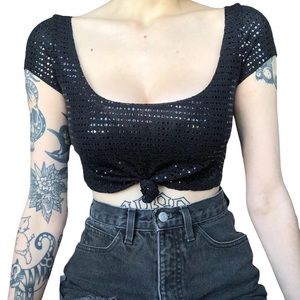 Black Sequin Crop Top See Measurements for Size